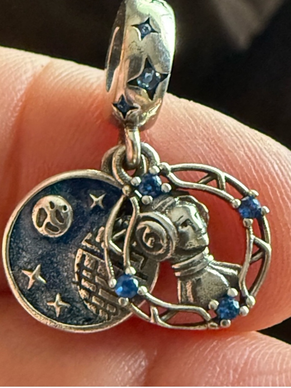 Sterling Silver Blue Zodiac Ram Charm Pendant
